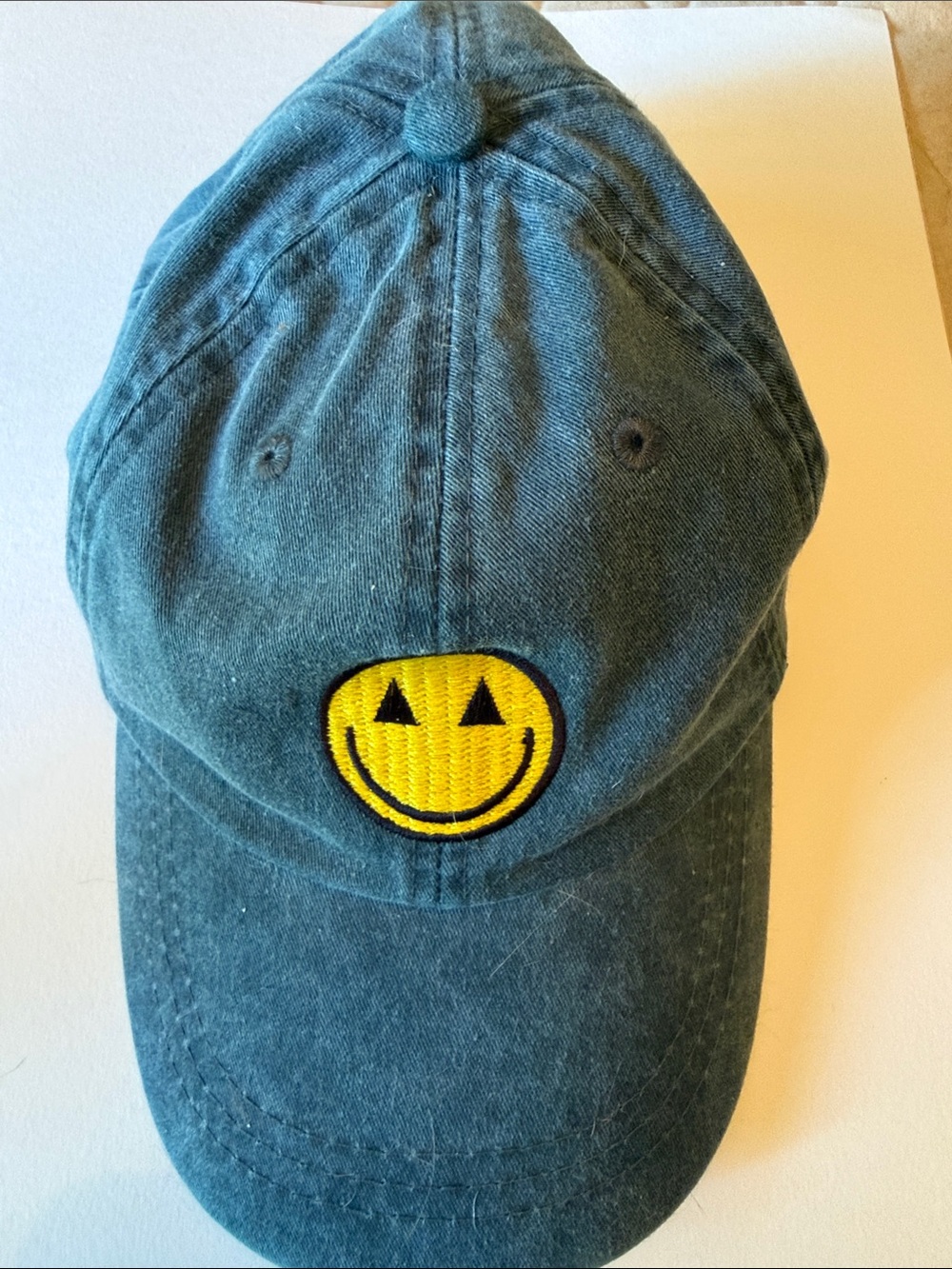 Adams Dark Teal Cap with Yellow Smiley Pumpkin Patch
